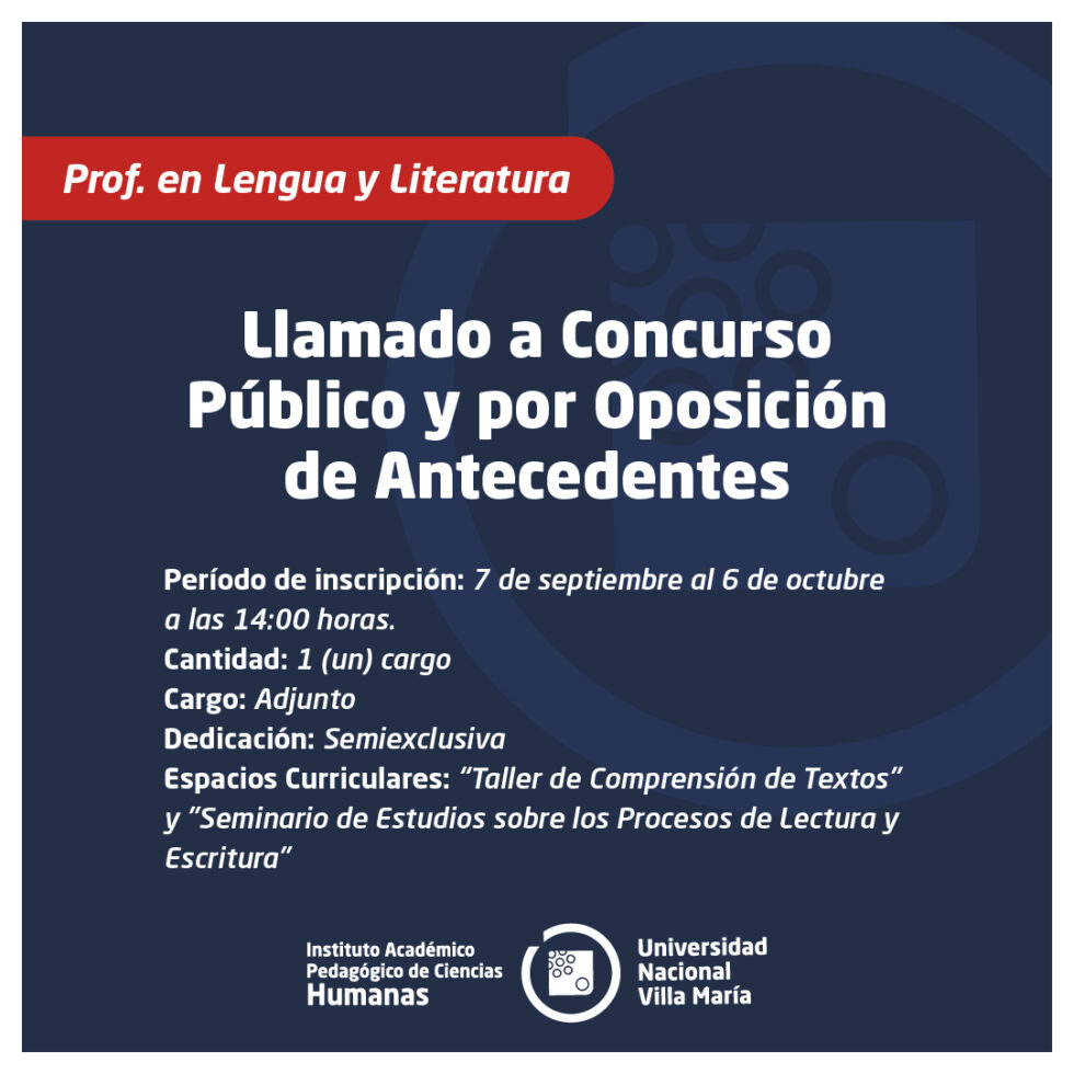 Prof Lengua y Literatura Llamado a Concursos Públicos y por Oposición