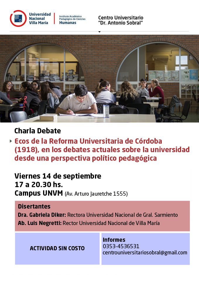 Charla-Debate: Ecos de la Reforma Universitaria desde una perspectiva político-pedagógica