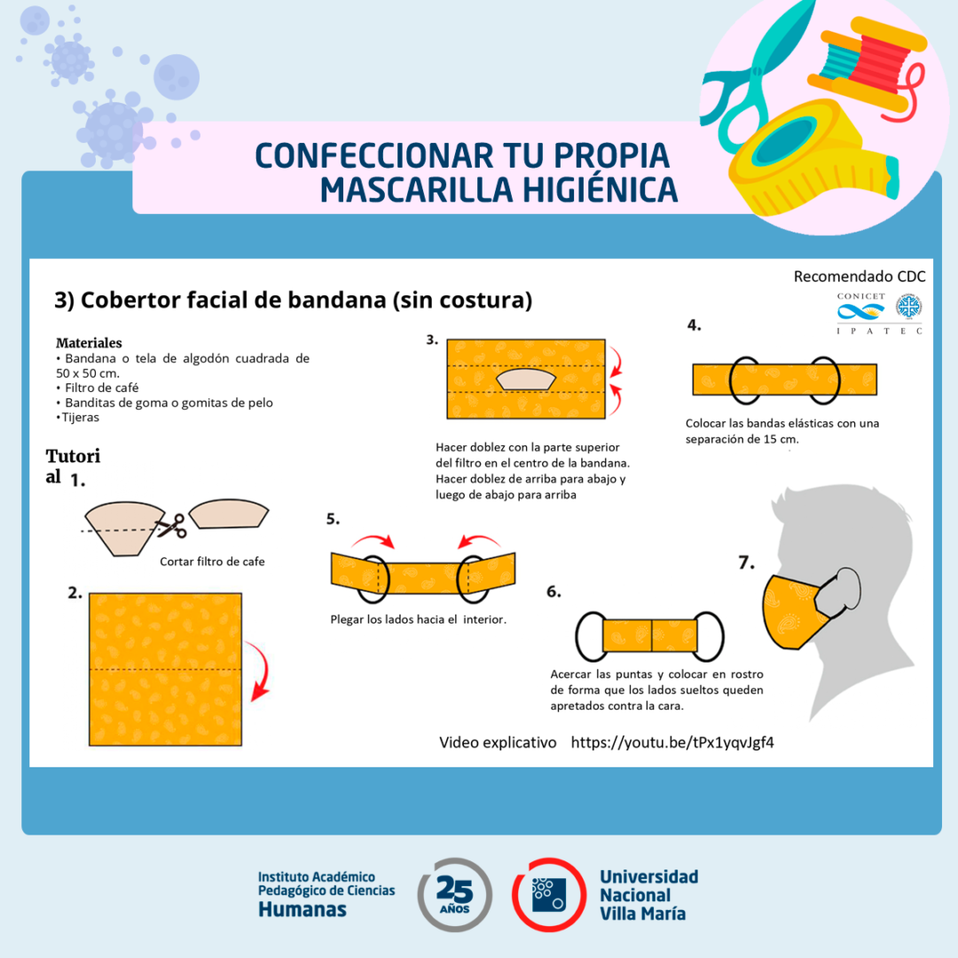 Mascarilla Higiénica: Recomendaciones sobre su uso, cuidados y fabricación