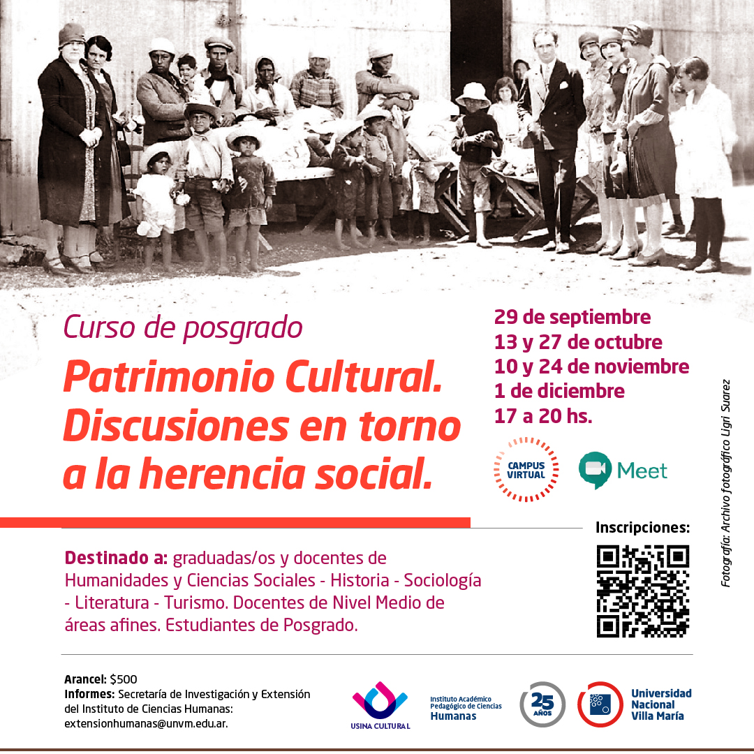 Inscripciones abiertas para el Curso de Posgrado “Patrimonio Cultural. Discusiones en torno a la herencia social”
