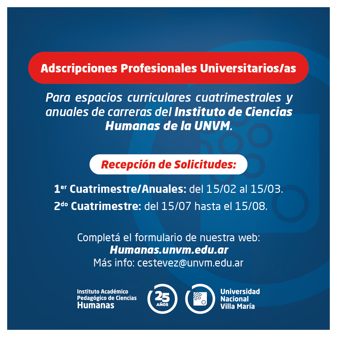 Adscripciones Profesionales Universitarios/as para espacios Curriculares Anuales y Cuatrimestrales
