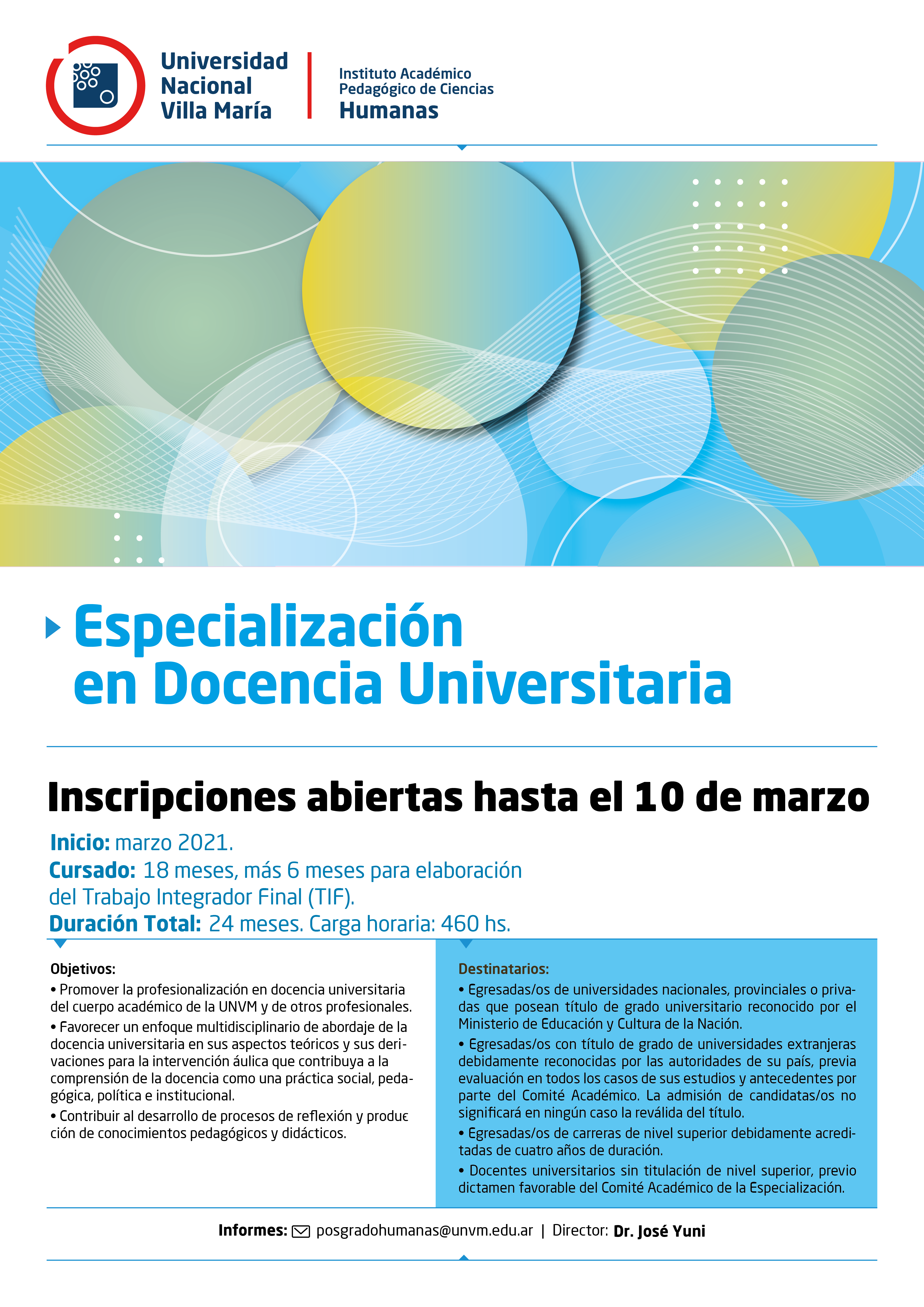 Inscripciones abiertas para el Posgrado de Especialización en Docencia Universitaria