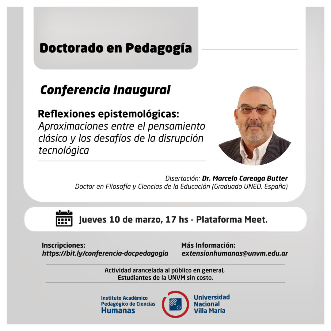 Marcelo Careaga Butter brindará una conferencia en el marco del Doctorado en Pedagogía del Instituto de Humanas