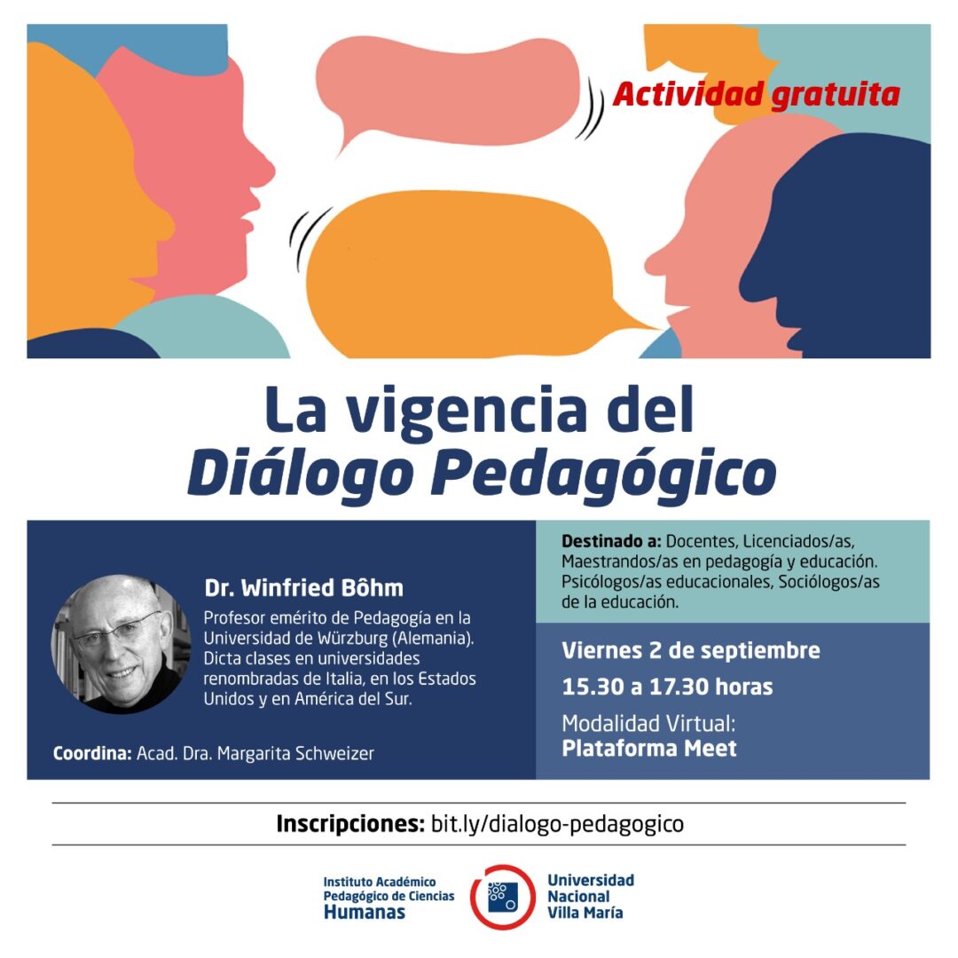 El Instituto de Humanas realizará una conferencia con Winfried Bohm titulada “La vigencia del Diálogo Pedagógico”