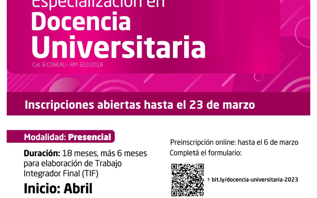 Inscripciones Abiertas Para La Especialización En Docencia ...