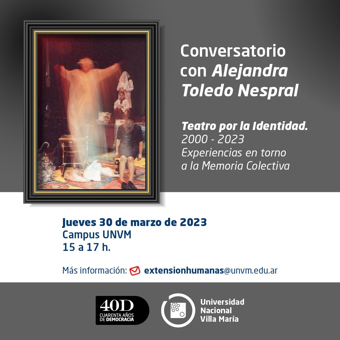 Realizarán un “Conversatorio con Teatro por la Identidad” con Alejandra Toledo Nespral