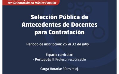 Interpretación Vocal: Convocatoria a docentes – Llamado a selección de antecedentes