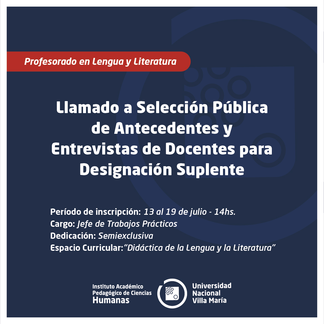 Prof. Lengua y Literatura: Selección pública de antecedentes y entrevista de docentes para designación suplente