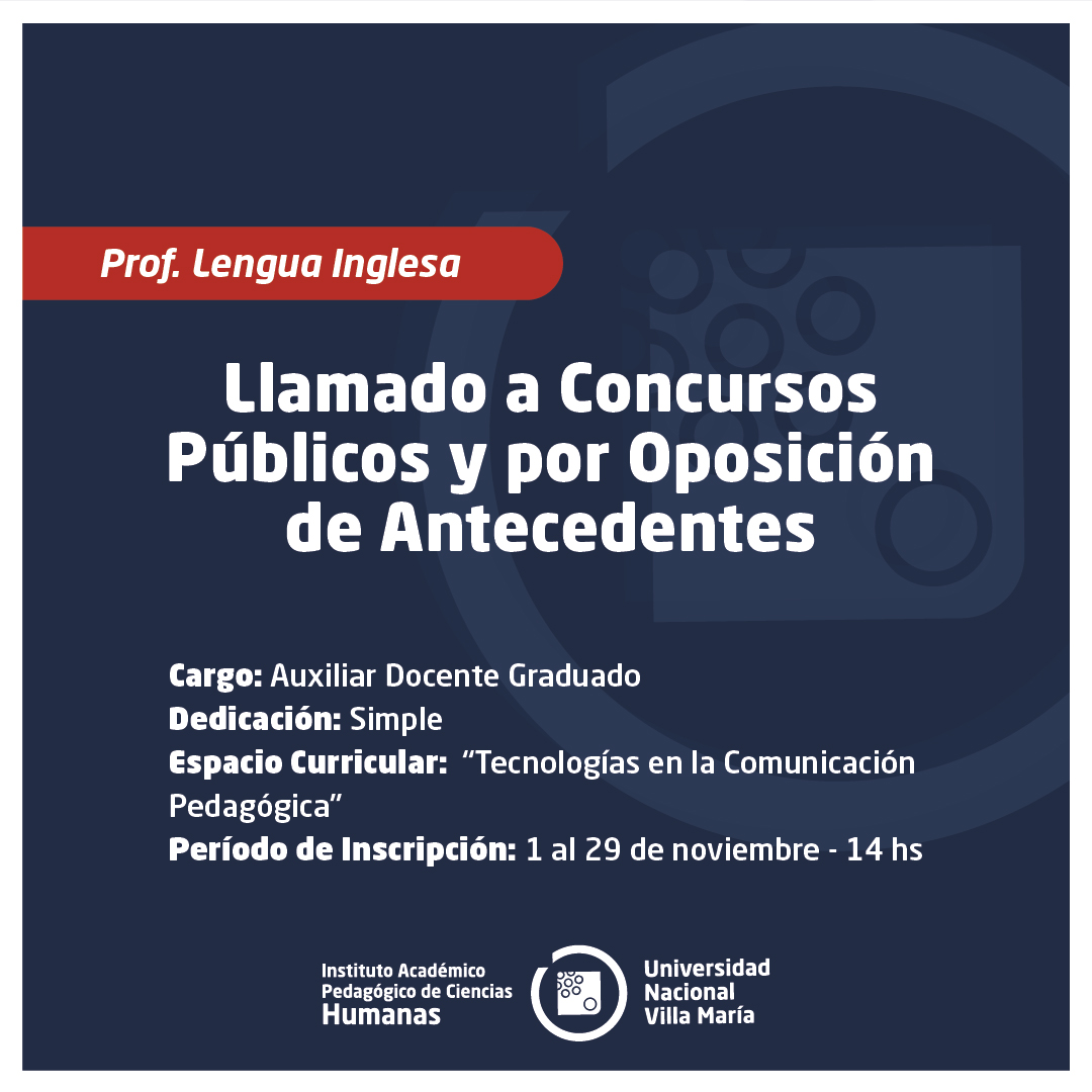 Prof. Lengua Inglesa: Llamado a Concursos Públicos y por Oposición de Antecedentes