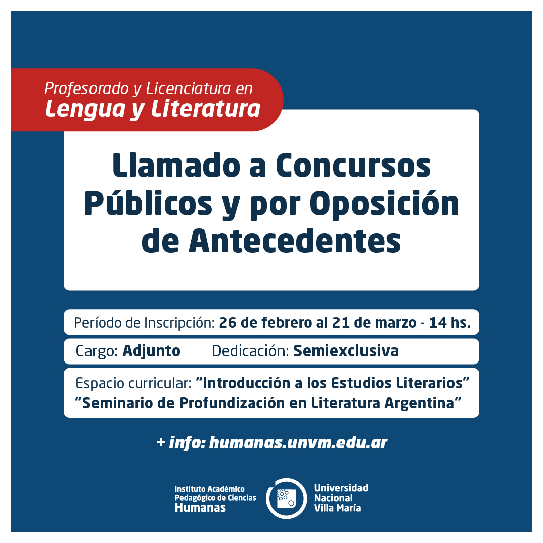 Prof. y Lic. en Lengua y Literatura: Llamado a Concursos Públicos y por Oposición de Antecedentes
