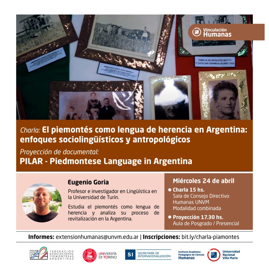 Realizarán charla y proyección de documental sobre el piamontés como lengua de herencia en Argentina