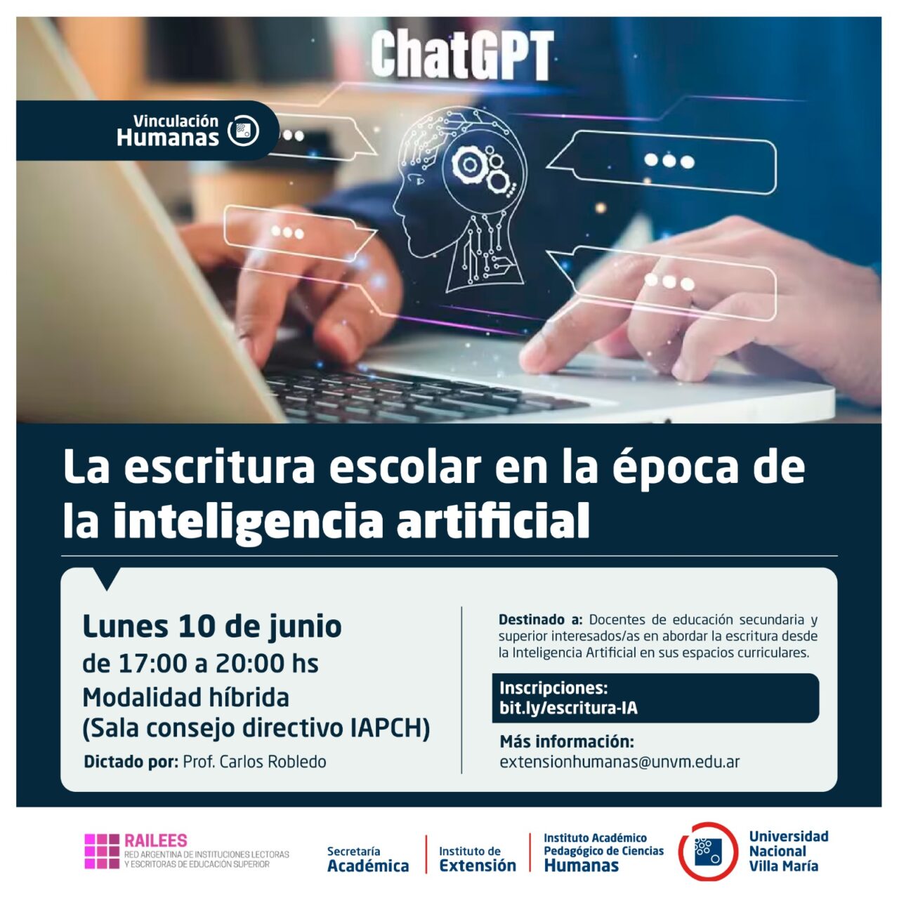 Realizarán una capacitación sobre “La escritura escolar en la época de la inteligencia artificial”