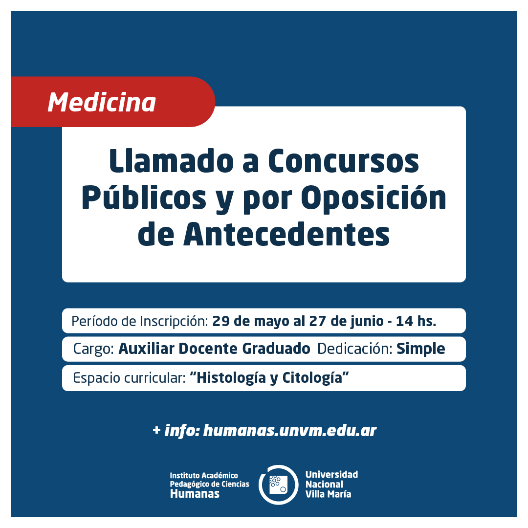 Medicina: Llamado a Concurso Público y por Oposición de Antecedentes