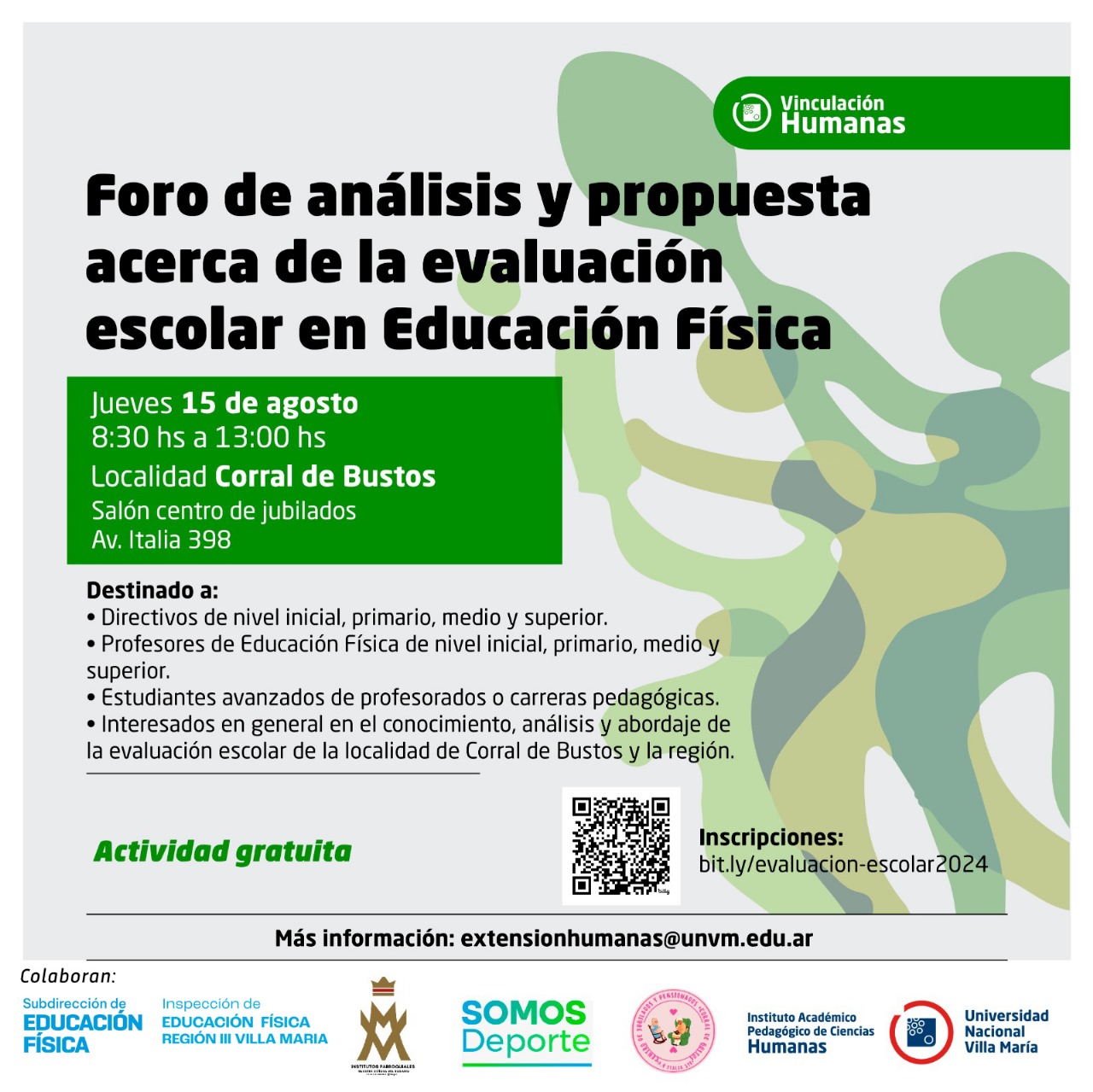 Realizarán el ‘’Foro de análisis y propuesta acerca de la evaluación escolar en Educación Física’’ en Corral de Bustos