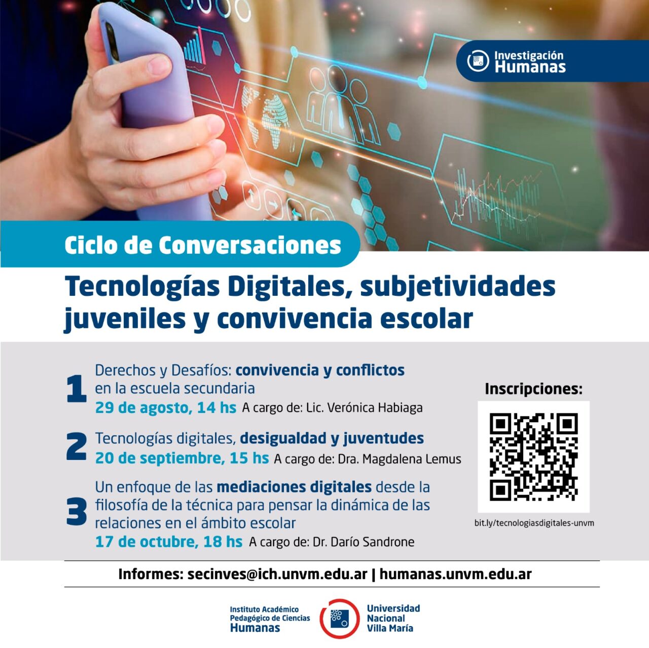 Realizarán un ciclo de conversaciones sobre “Tecnologías Digitales, subjetividades juveniles y convivencia escolar”