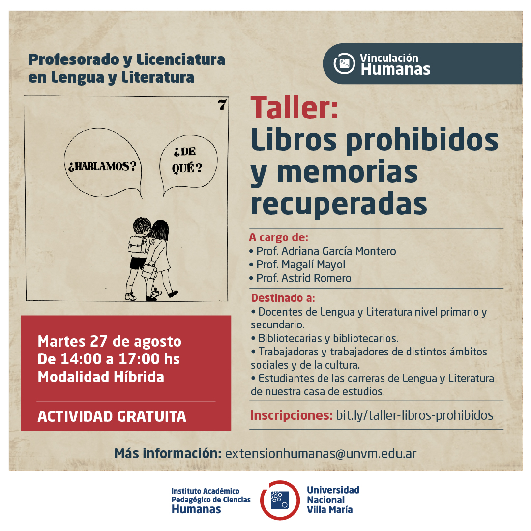 Realizarán el taller “Libros prohibidos y memorias recuperadas”