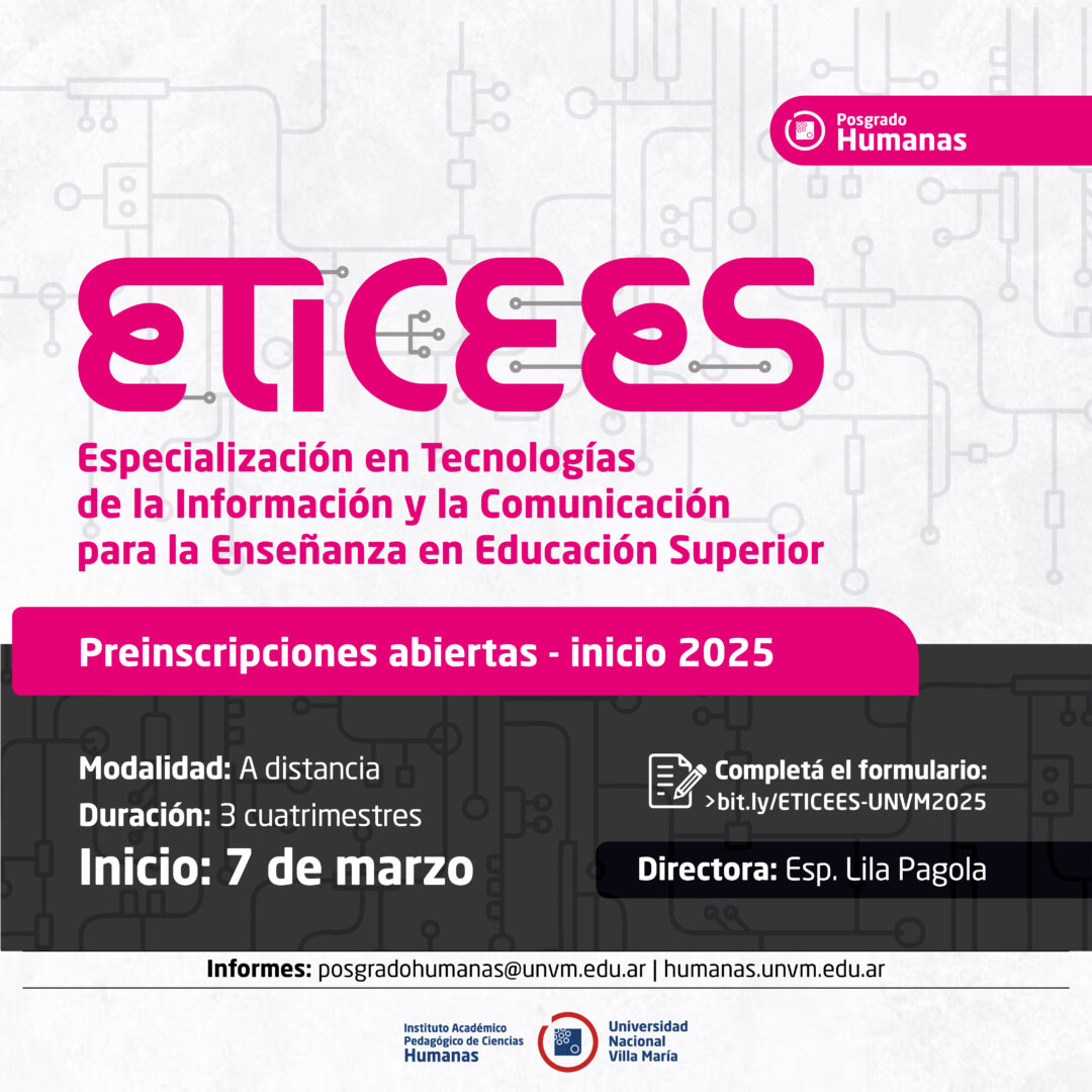 Abren las pre-inscripciones para la Especialización en Tecnologías de la Información y la Comunicación para la Enseñanza en Educación Superior