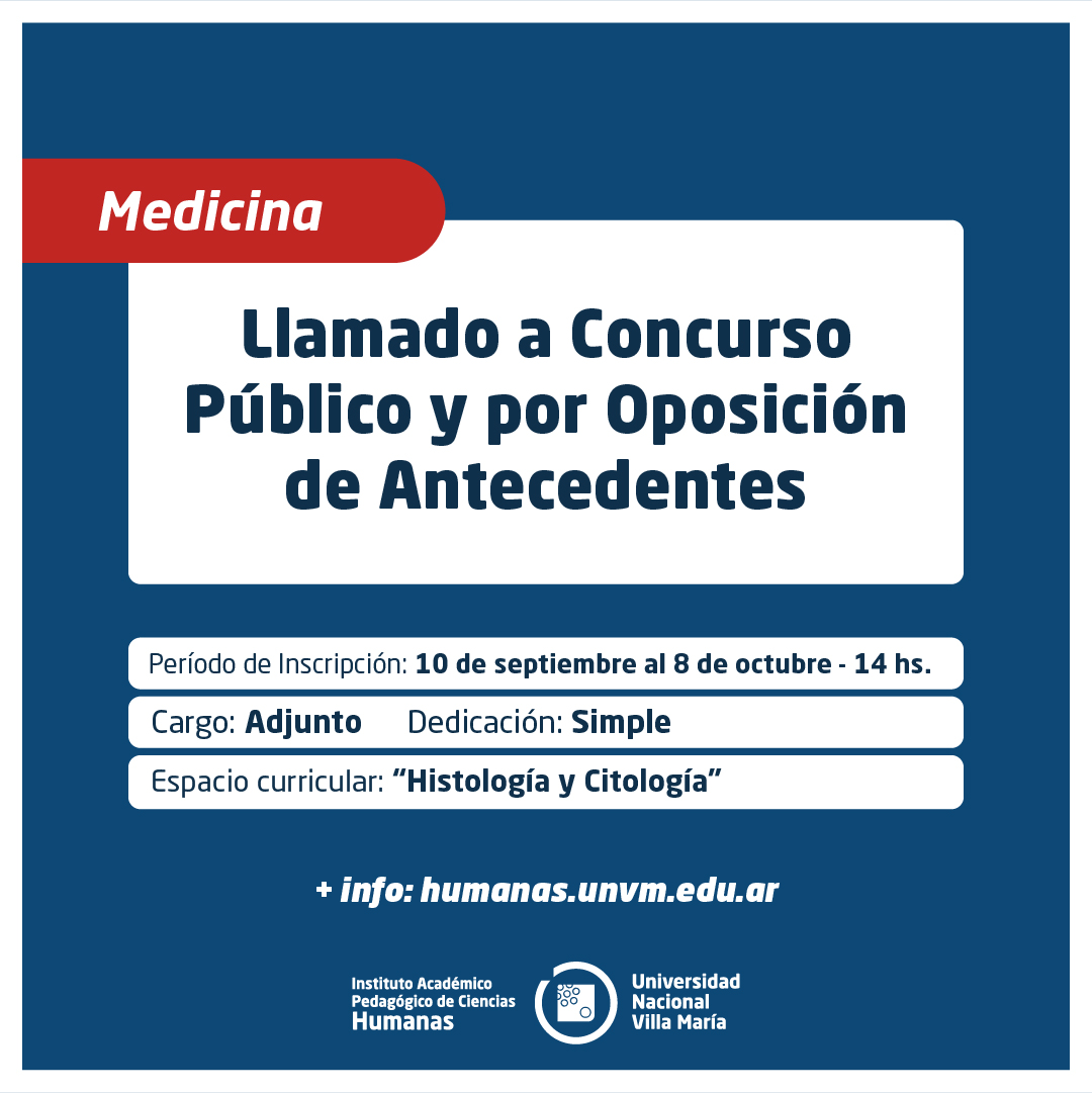 Medicina: Llamado a Concurso Público y por Oposición de Antecedentes