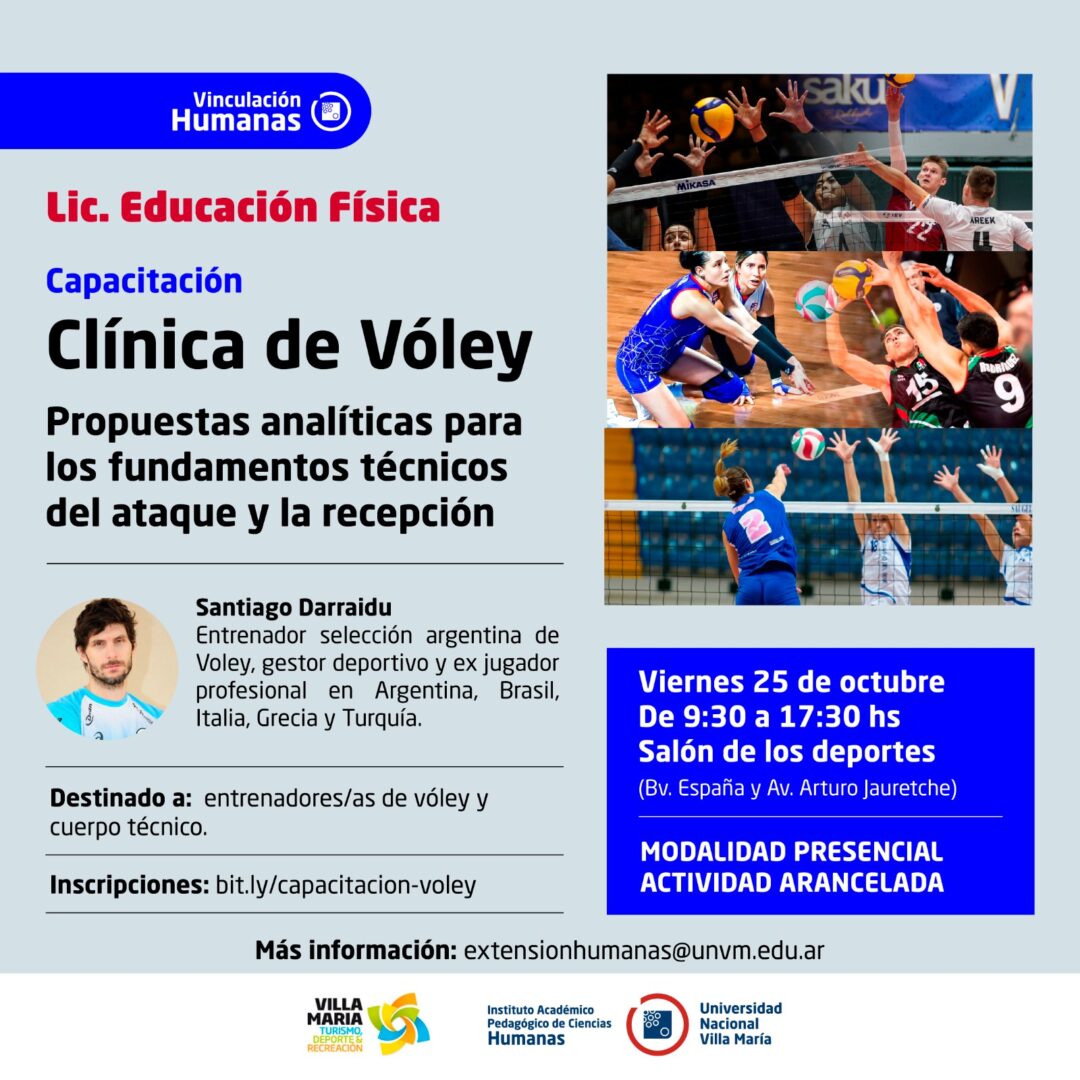 El entrenador de la Selección Argentina de Vóley sub 23 brindará una clínica y una charla en Villa María