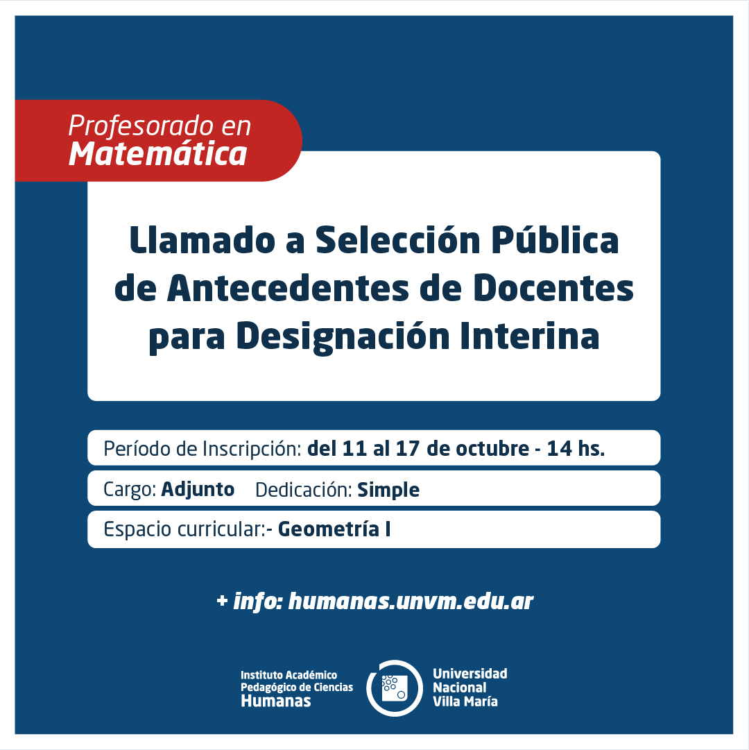 Prof. Matemática: Selección Pública de Antecedentes de docentes para designación Interina