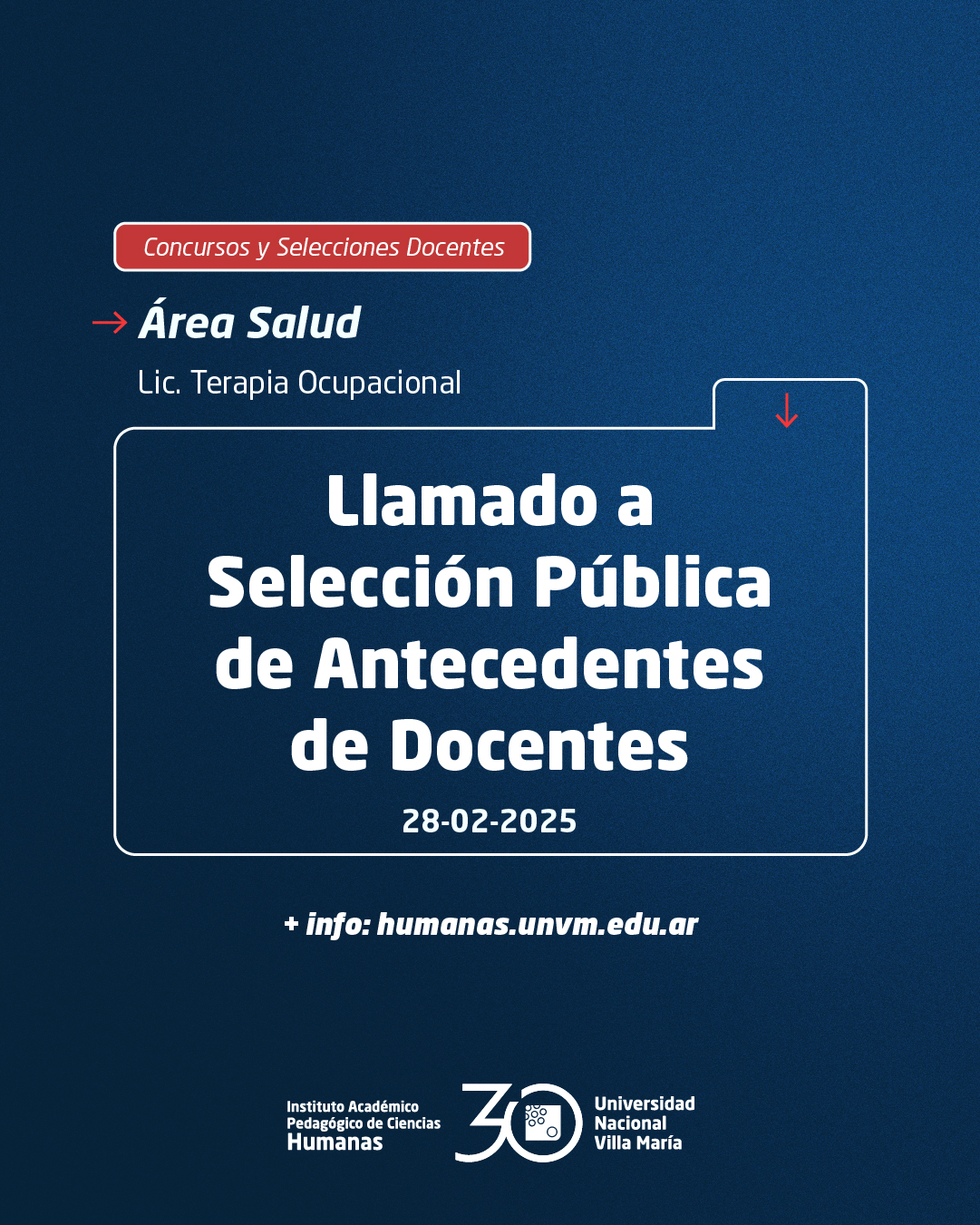 Lic. Terapia Ocupacional: Llamado a Selección Pública de Antecedentes de Docentes para Designación Interina
