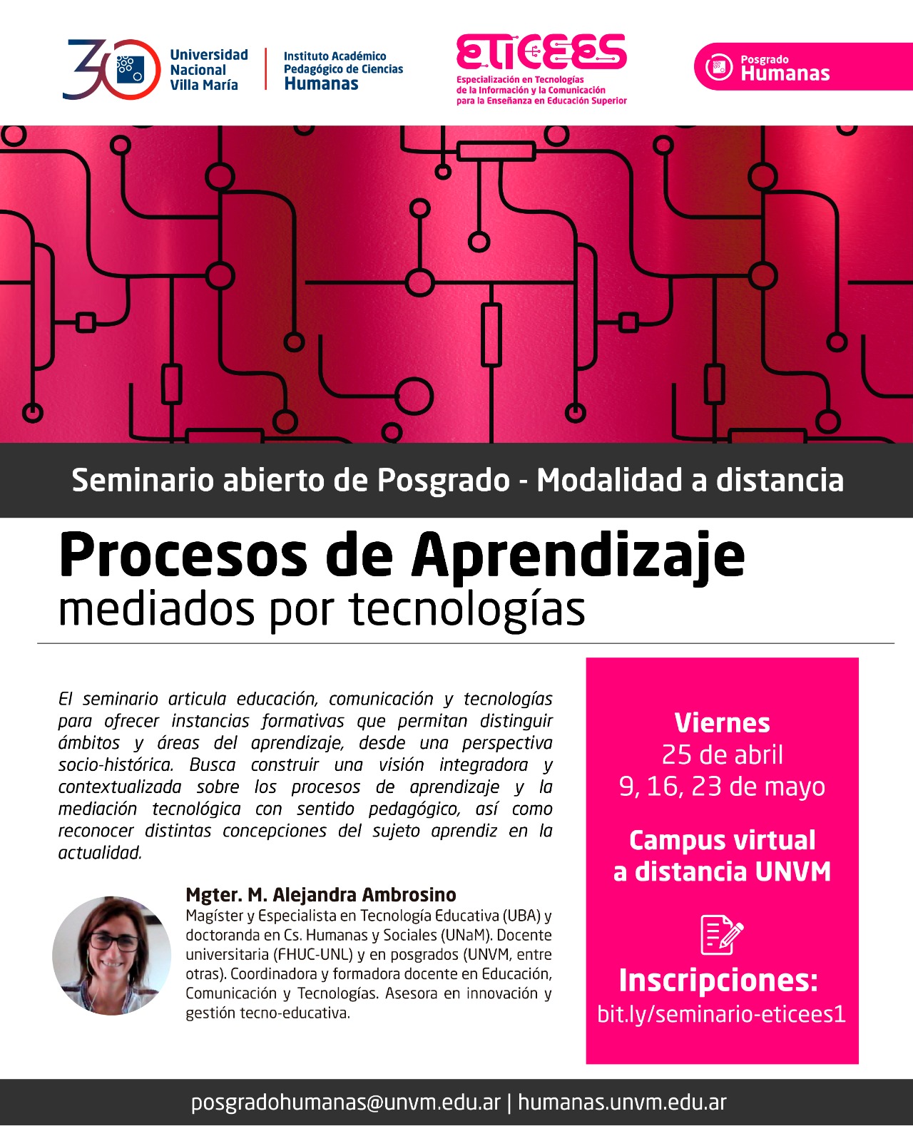 Inscripciones abiertas: seminario “Procesos de aprendizaje mediados por tecnologías”