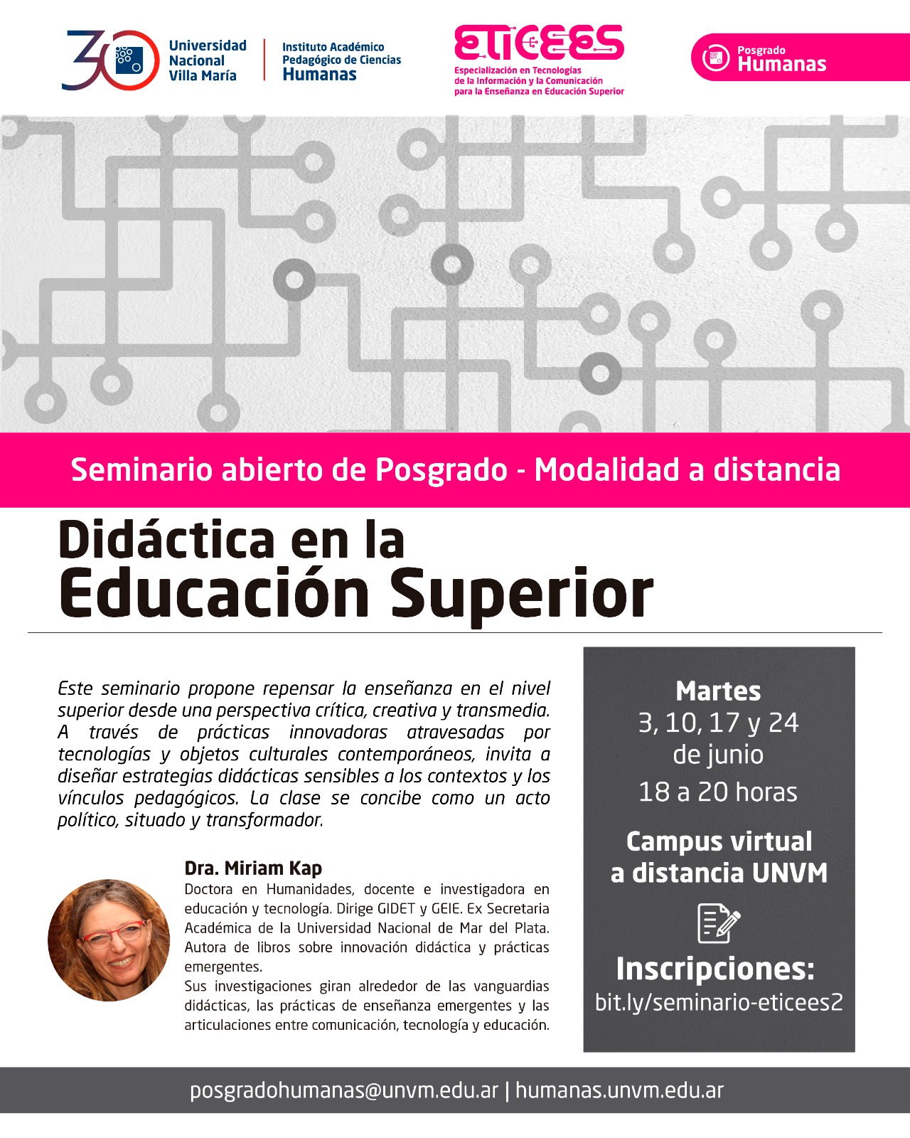 Inscripciones para el seminario de posgrado “Didáctica en la educación superior”