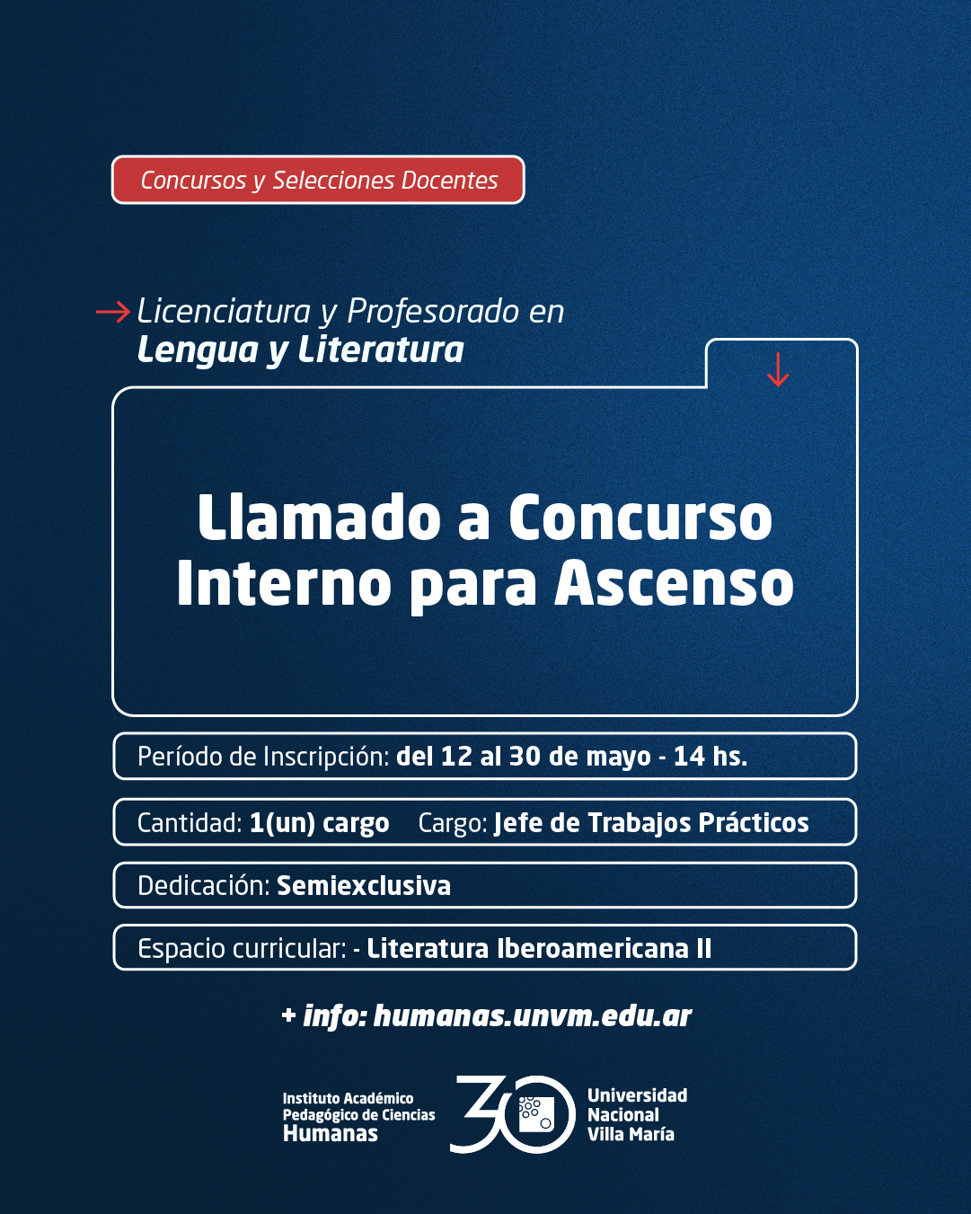 Lic. y Prof. Lengua y Literatura: Llamado a Concurso Interno para Ascenso
