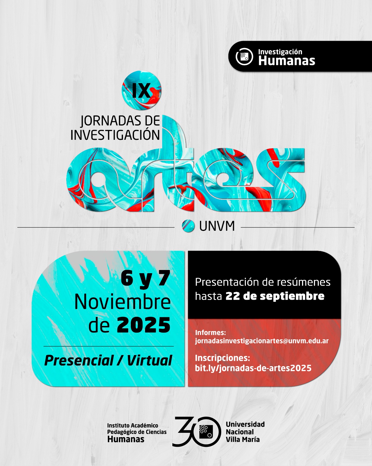 Convocatoria abierta: las IX Jornadas de Investigación en Artes UNVM ya reciben resúmenes