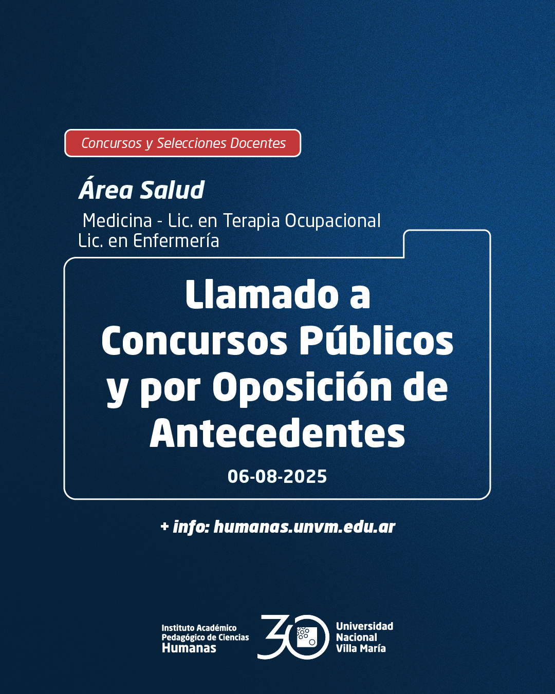 Área Salud: Llamado a Concursos Públicos y por Oposición de Antecedentes