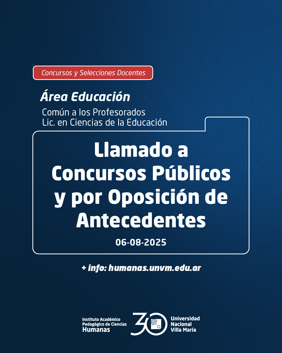 Área de Educación: Llamado a Concursos Públicos y por Oposición de Antecedentes