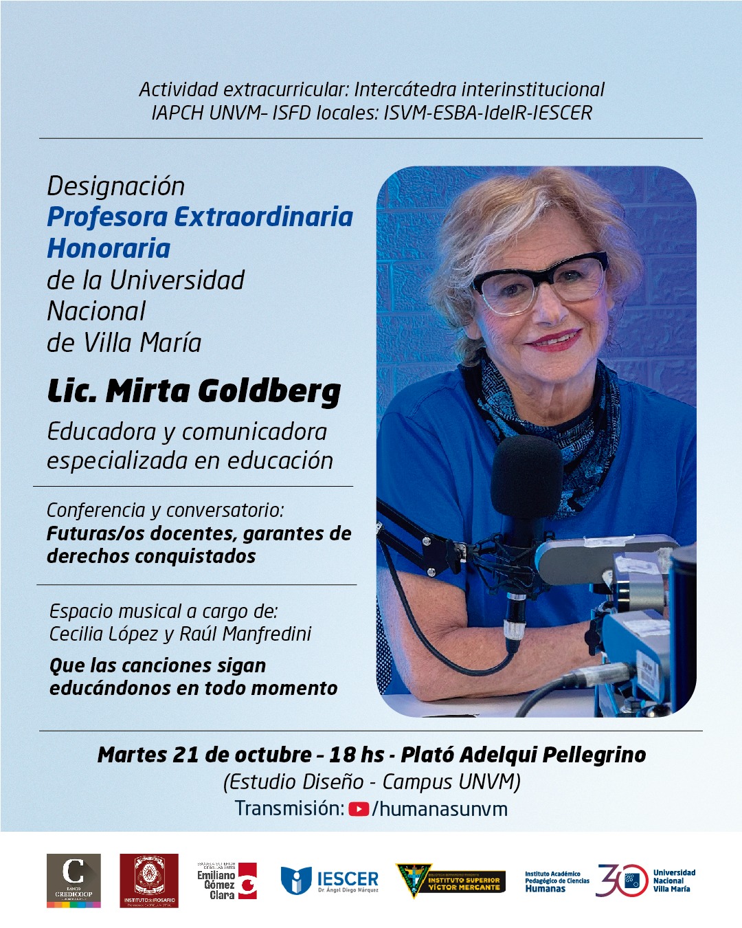 La UNVM designará a Mirta Goldberg como Profesora Extraordinaria Honoraria