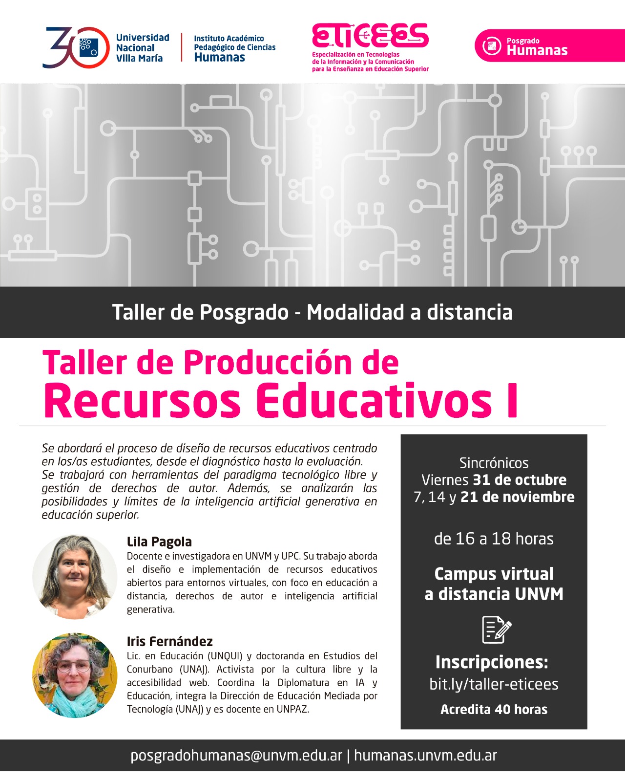 Inscripciones abiertas para el taller de posgrado sobre Producción de Recursos Educativos