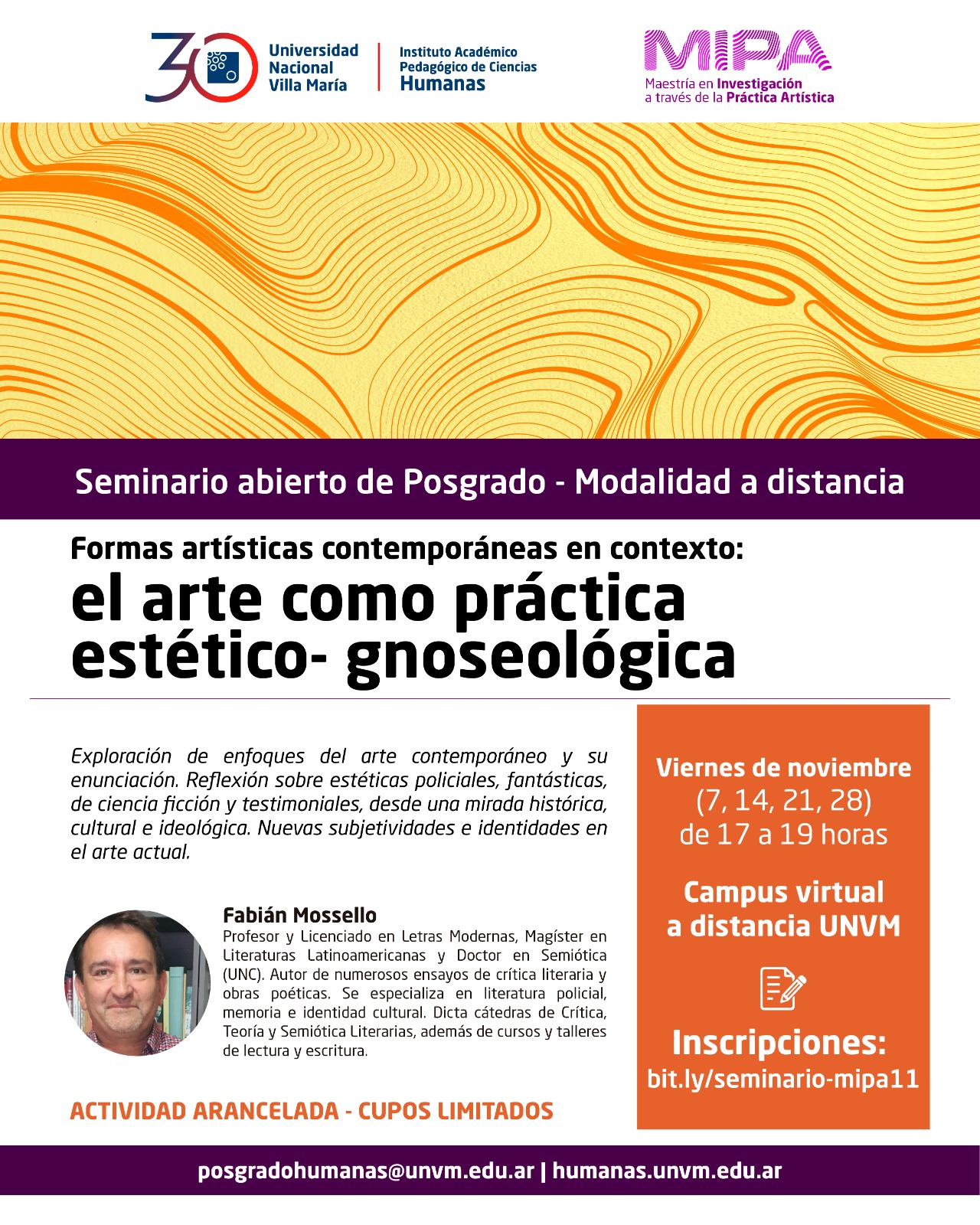 Abrieron las inscripciones al seminario “Formas artísticas contemporáneas en contexto”