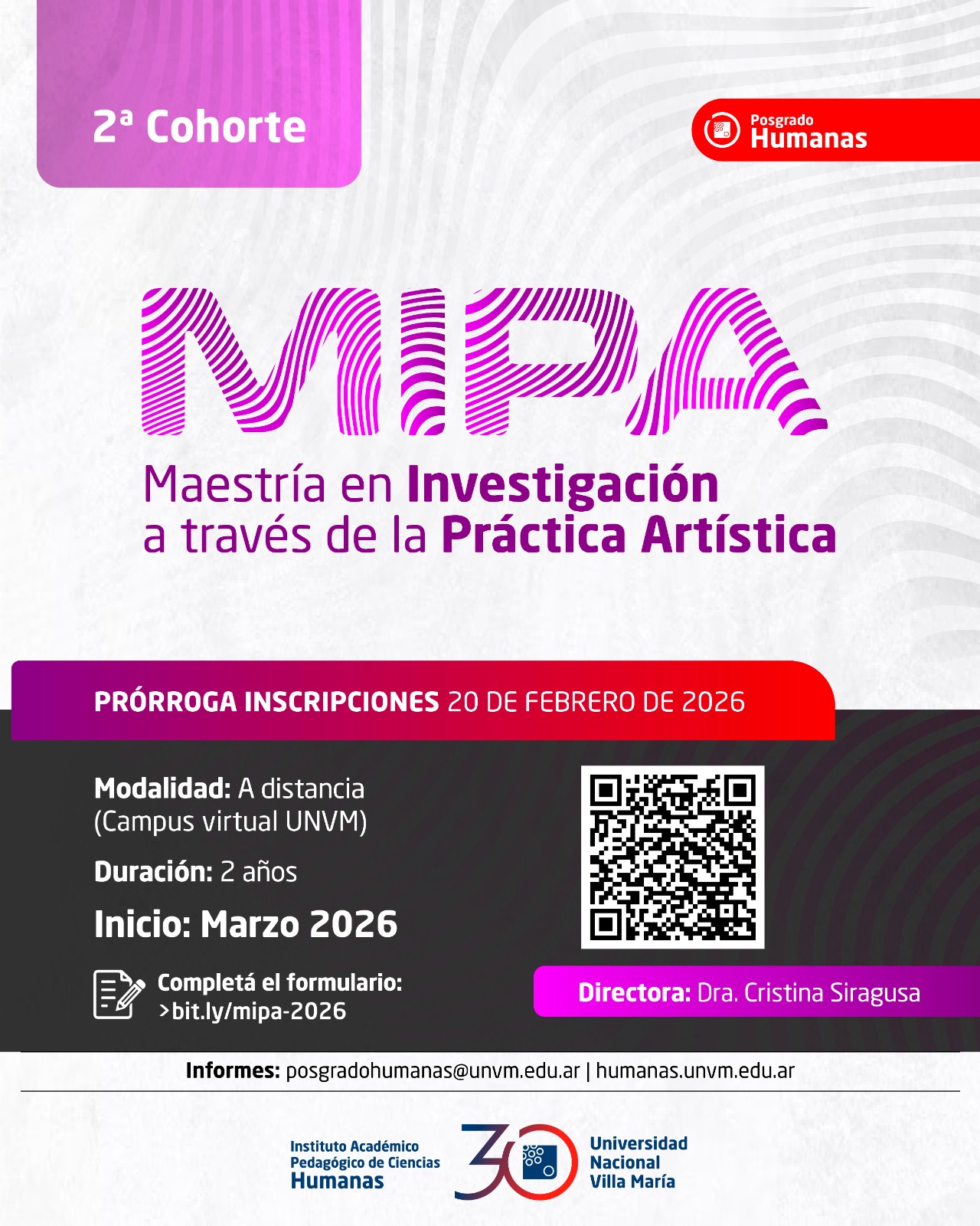 Prórroga de pre-inscripciones: Maestría en Investigación a través de la Práctica Artística