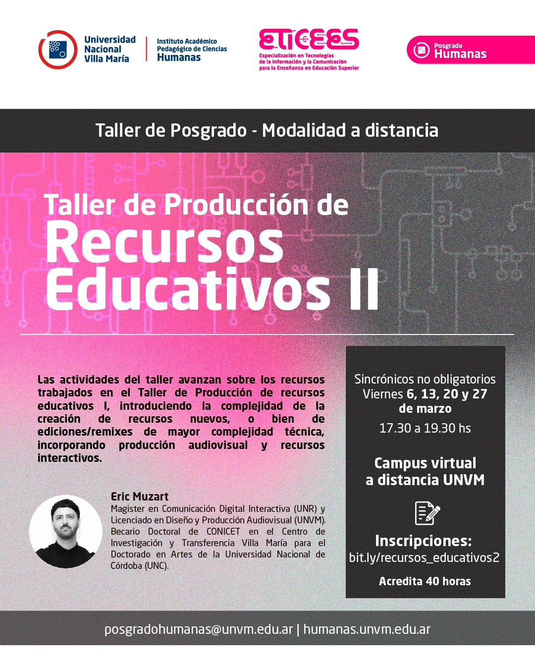 Inscripciones abiertas para el taller de posgrado “Taller de Producción de Recursos Educativos II“