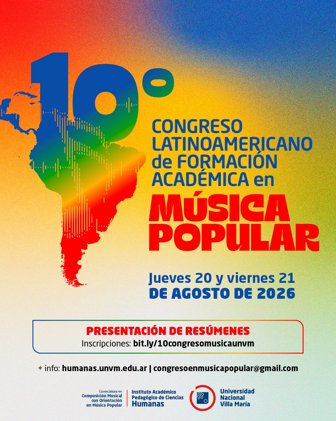 Abrieron las inscripciones para ser parte del 10° Congreso de Música Popular de la UNVM