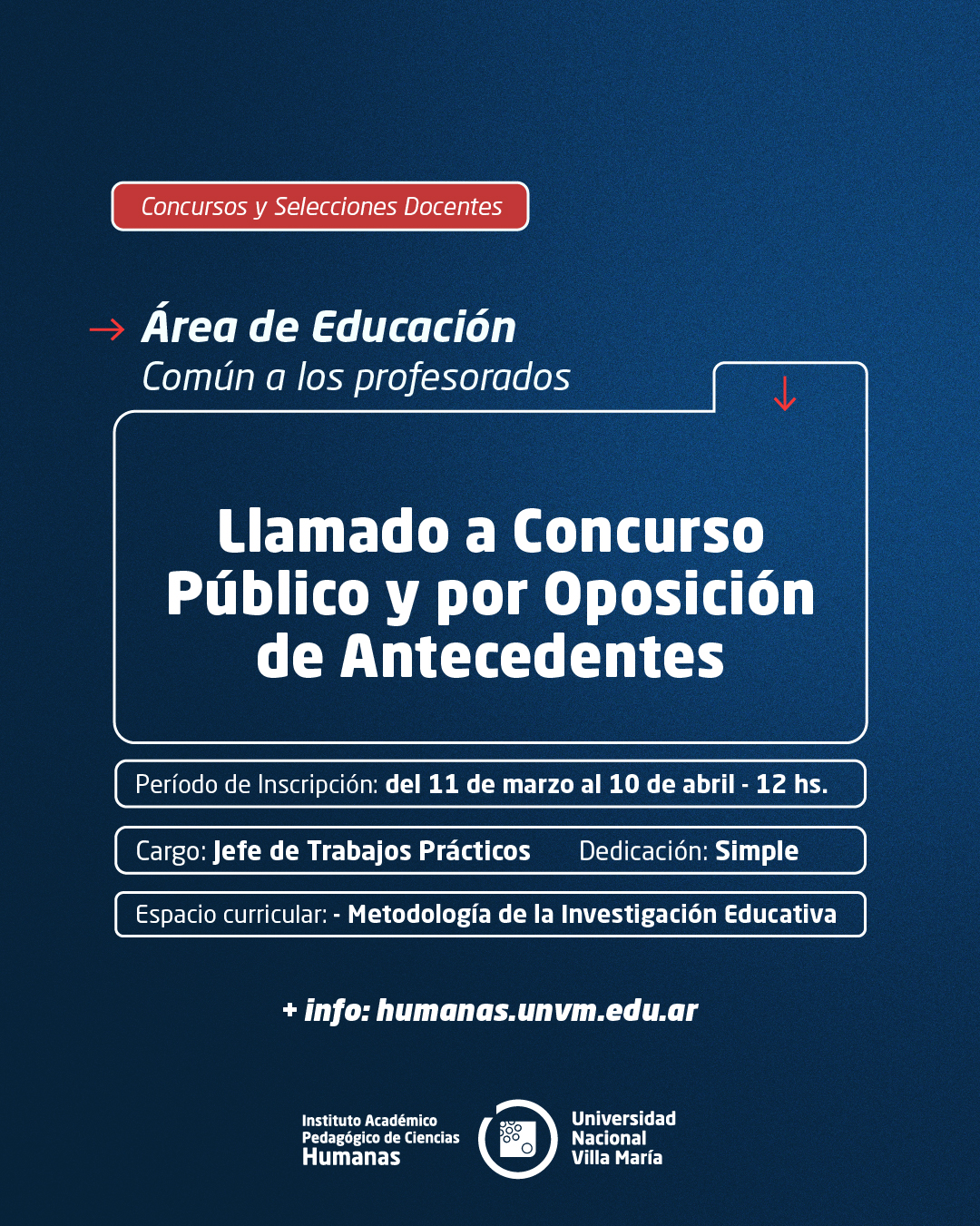 Área de Educación: Llamado a Concursos Públicos y por Oposición de Antecedentes