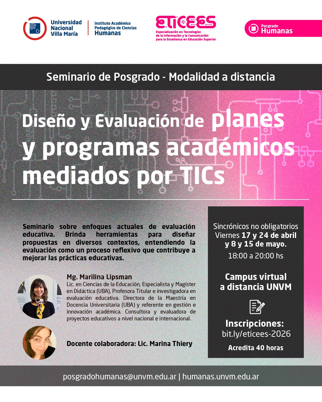 Seminario de posgrado sobre diseño y evaluación de programas académicos mediados por TICs