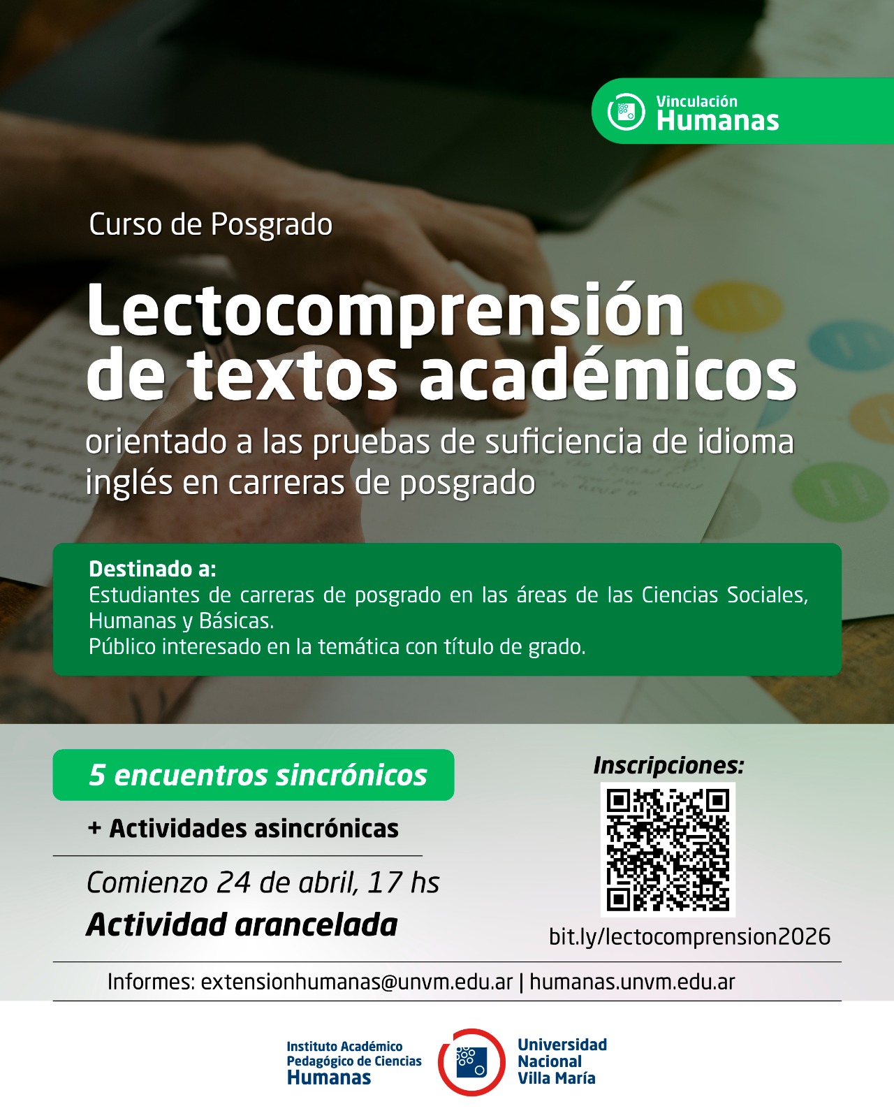 Curso de posgrado en lectocomprensión en inglés orientado a carreras de posgrado