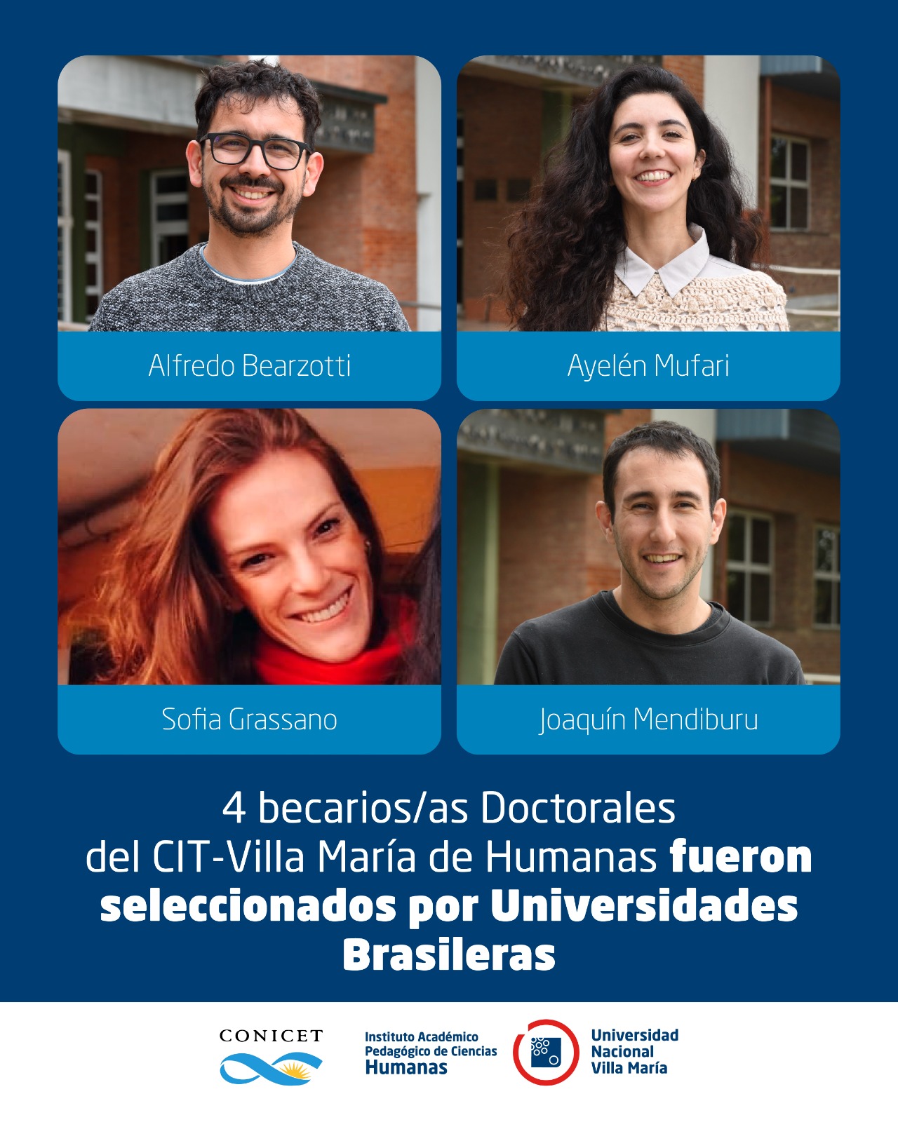 Cuatro becarios doctorales de la UNVM fueron seleccionados por universidades brasileras