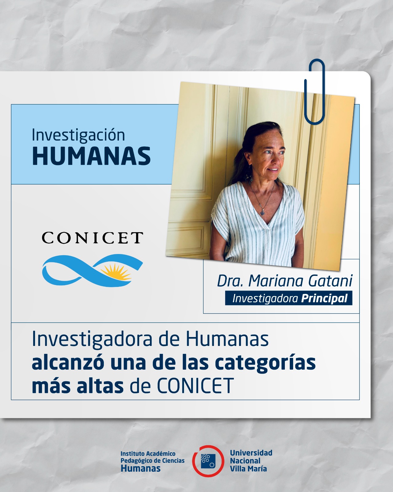 Investigadora de la UNVM alcanzó una de las categorías más altas del CONICET